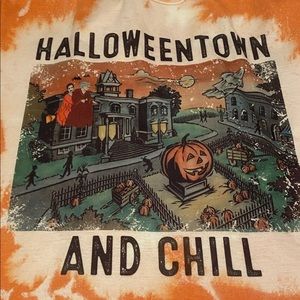 Halloween town and chill bleached tshirt size large